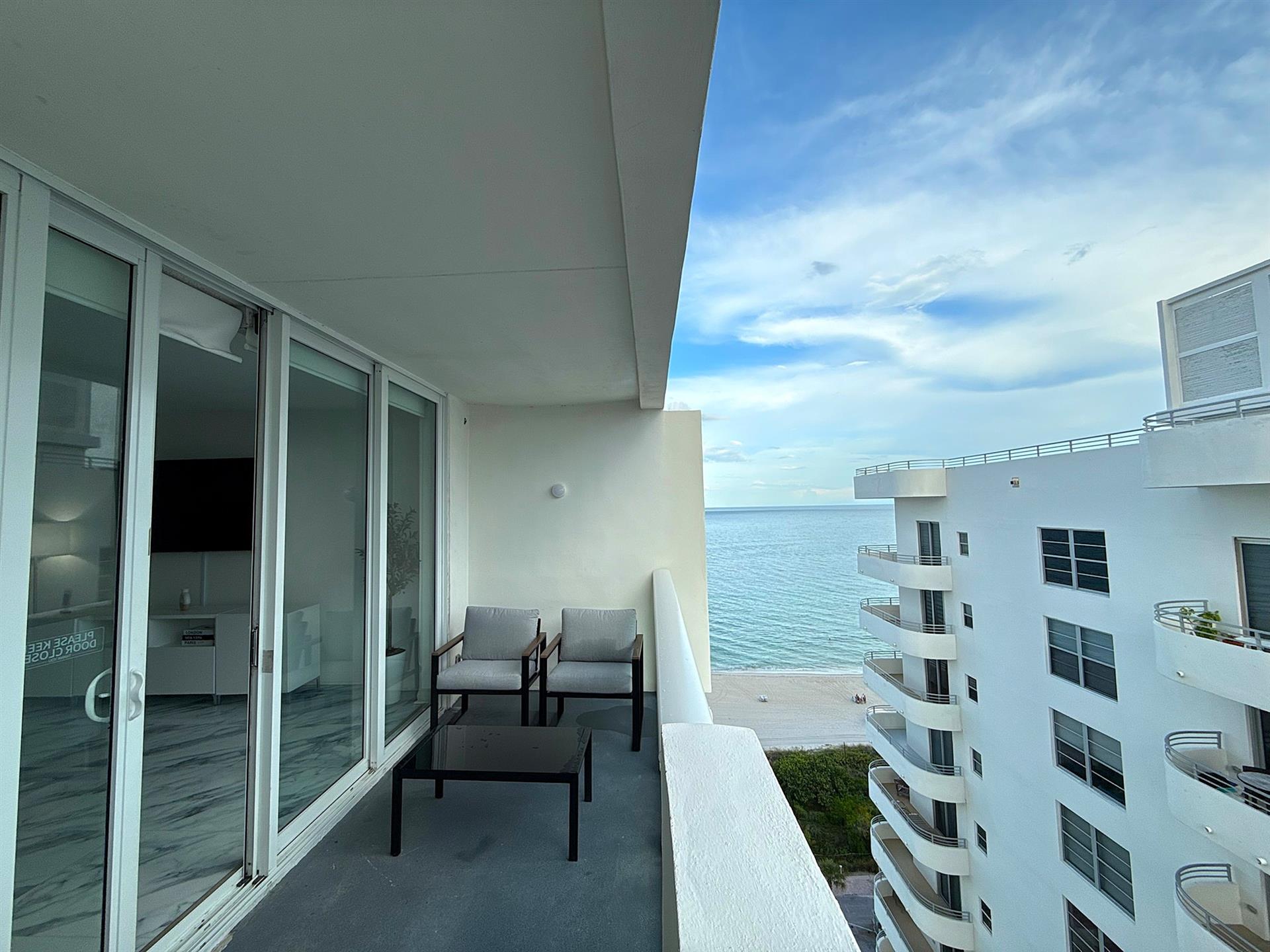 Balcony looking toward the Atlantic at OceanFront, Miami Beach